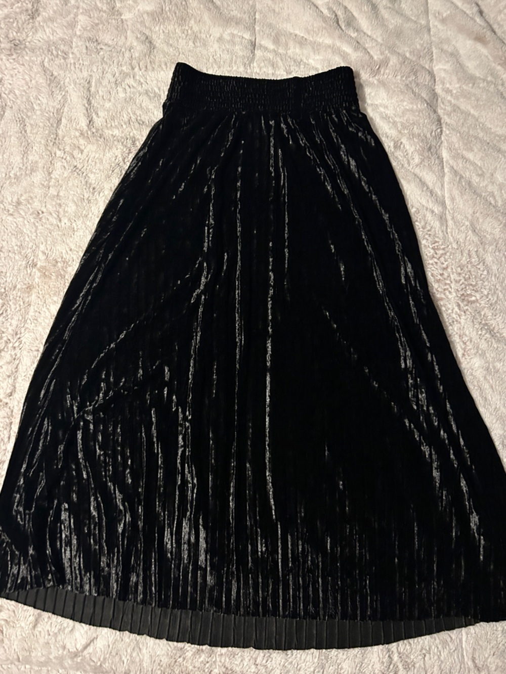 Whimsigoth Black Crushed Velvet Textured Long Skirt NWT